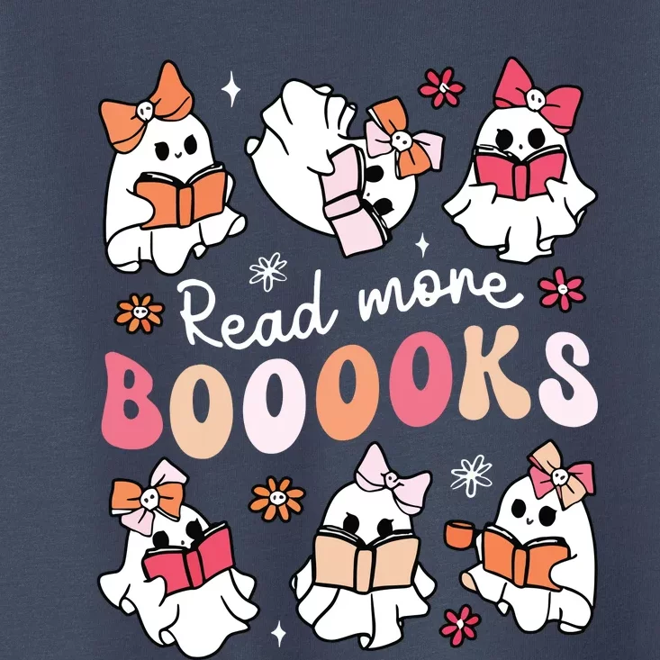 Cute Booooks Ghost Read More Books Library Halloween Teacher Toddler T-Shirt