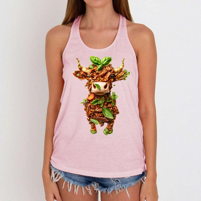 Cow Beef Gift Women's Knotted Racerback Tank