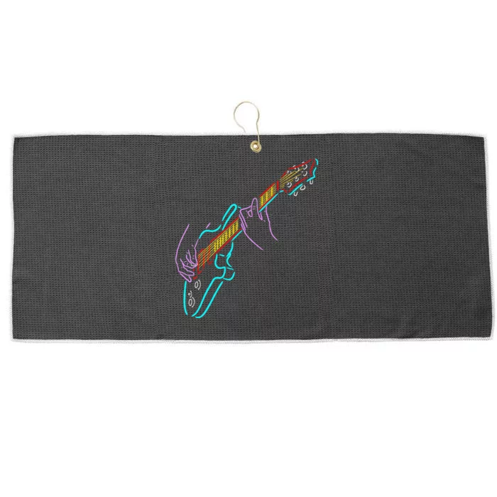 Colorful Bass GuitaristS Hands Rock And Roll Guitar Player Large Microfiber Waffle Golf Towel