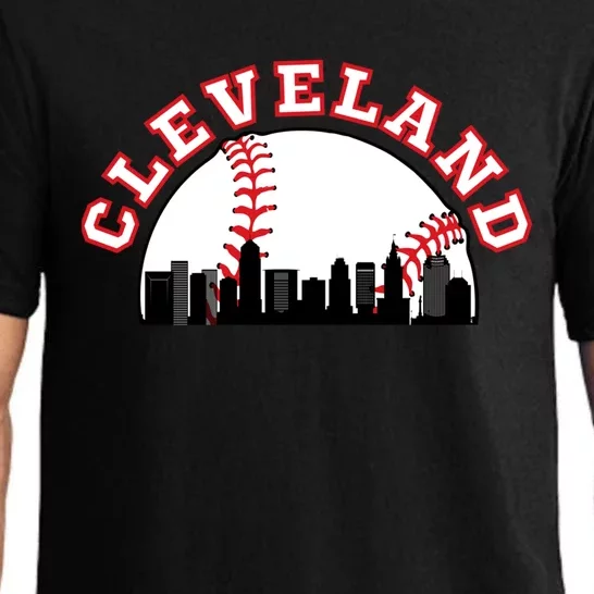 Cleveland Baseball Gift Cleveland Oh Cityscape Cle Skyline Gift Pajama Set