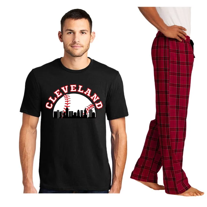 Cleveland Baseball Gift Cleveland Oh Cityscape Cle Skyline Gift Pajama Set