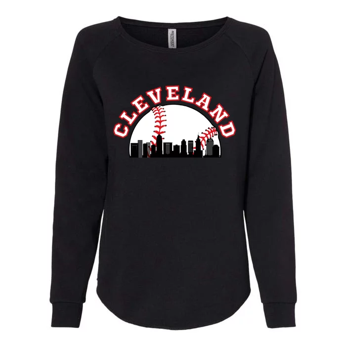 Cleveland Baseball Gift Cleveland Oh Cityscape Cle Skyline Gift Womens California Wash Sweatshirt