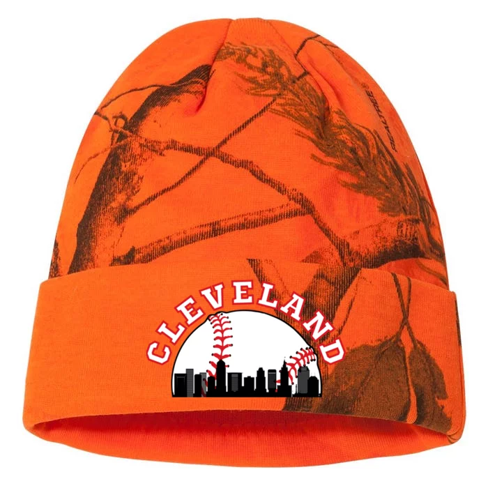 Cleveland Baseball Gift Cleveland Oh Cityscape Cle Skyline Gift Kati - 12in Camo Beanie