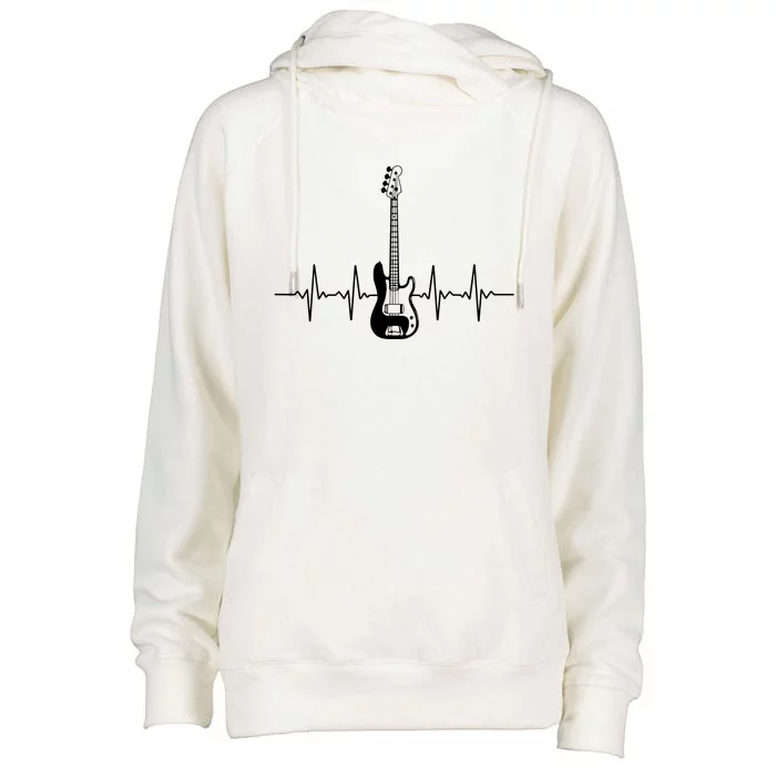 Cool Bass Guitar Heartbeat Design For Bass Player Men Women Womens Funnel Neck Pullover Hood