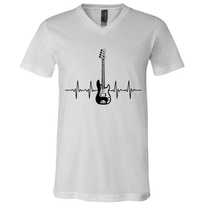 Cool Bass Guitar Heartbeat Design For Bass Player Men Women V-Neck T-Shirt