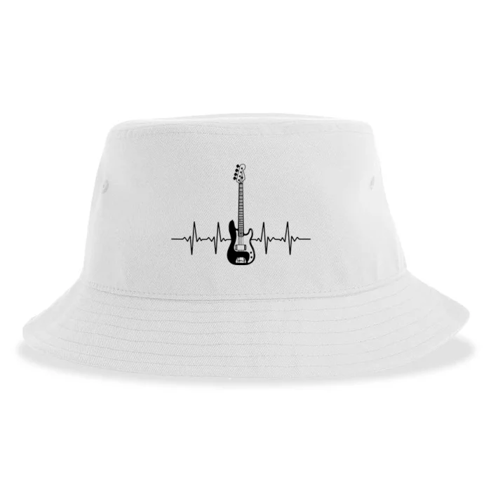 Cool Bass Guitar Heartbeat Design For Bass Player Men Women Sustainable Bucket Hat