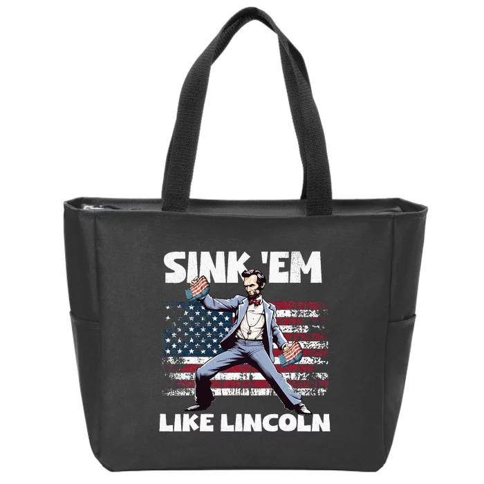 Cornhole Backyard Games BBQ July 4 Abe Funny 4th Of July Gift Zip Tote Bag