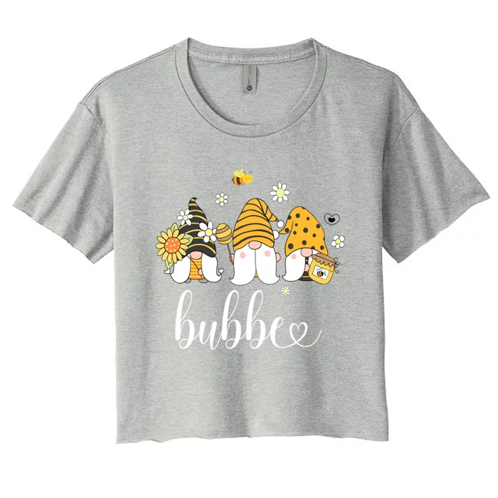 Cute Bubbe Gnomes With Bees And Sunflower Country Style Gift Women's Crop Top Tee