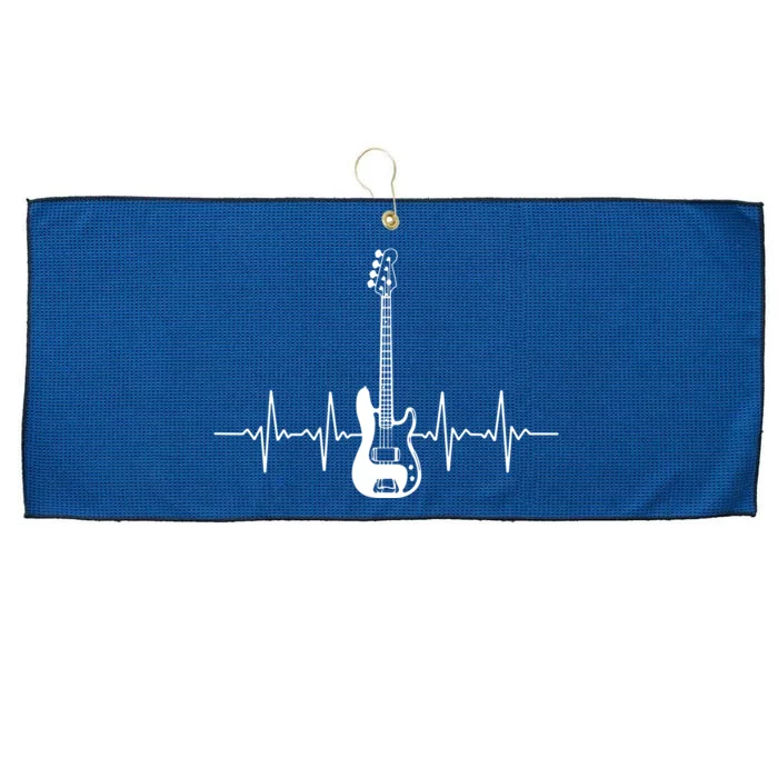 Cool Bass Guitar Heartbeat Design For Bass Player Men Women Large Microfiber Waffle Golf Towel