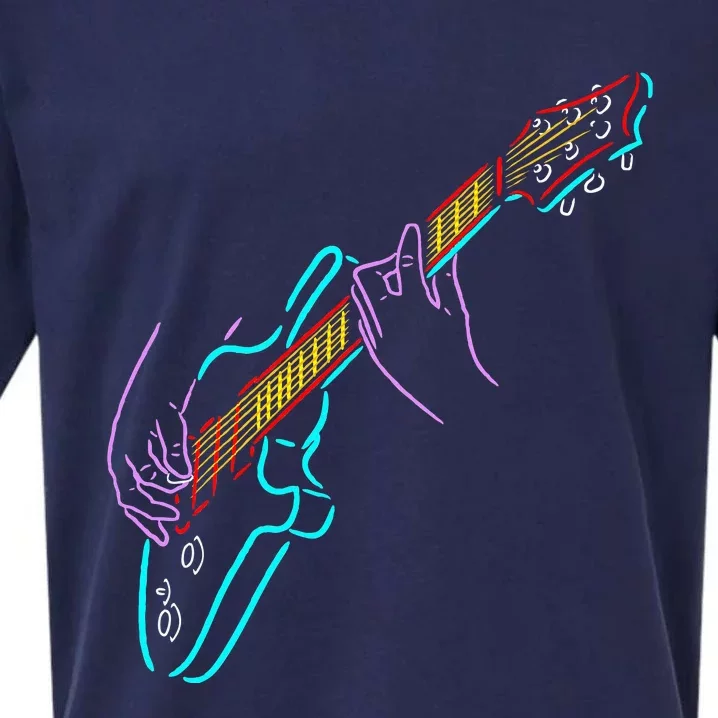 Colorful Bass GuitaristS Hands Rock And Roll Guitar Player Sueded Cloud Jersey T-Shirt