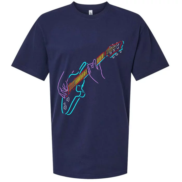 Colorful Bass GuitaristS Hands Rock And Roll Guitar Player Sueded Cloud Jersey T-Shirt