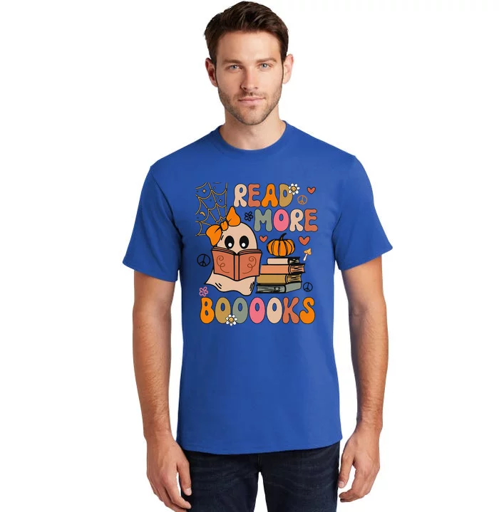 Cute Booooks Ghost Read More Books Funny Teacher Halloween Tall T-Shirt