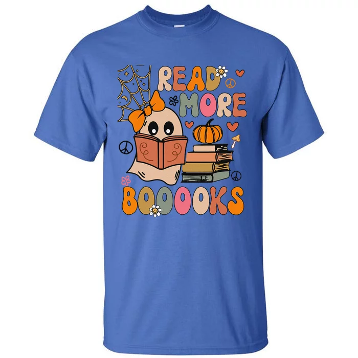 Cute Booooks Ghost Read More Books Funny Teacher Halloween Tall T-Shirt