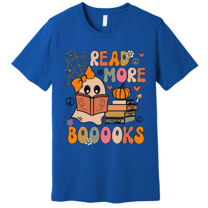 Cute Booooks Ghost Read More Books Funny Teacher Halloween Premium T-Shirt