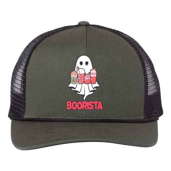 Coffee Boorista Ghost Halloween Barista Retro Rope Trucker Hat Cap