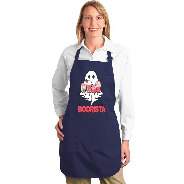 Coffee Boorista Ghost Halloween Barista Full-Length Apron With Pocket