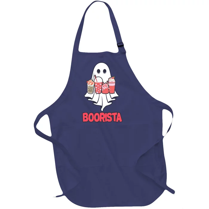 Coffee Boorista Ghost Halloween Barista Full-Length Apron With Pocket