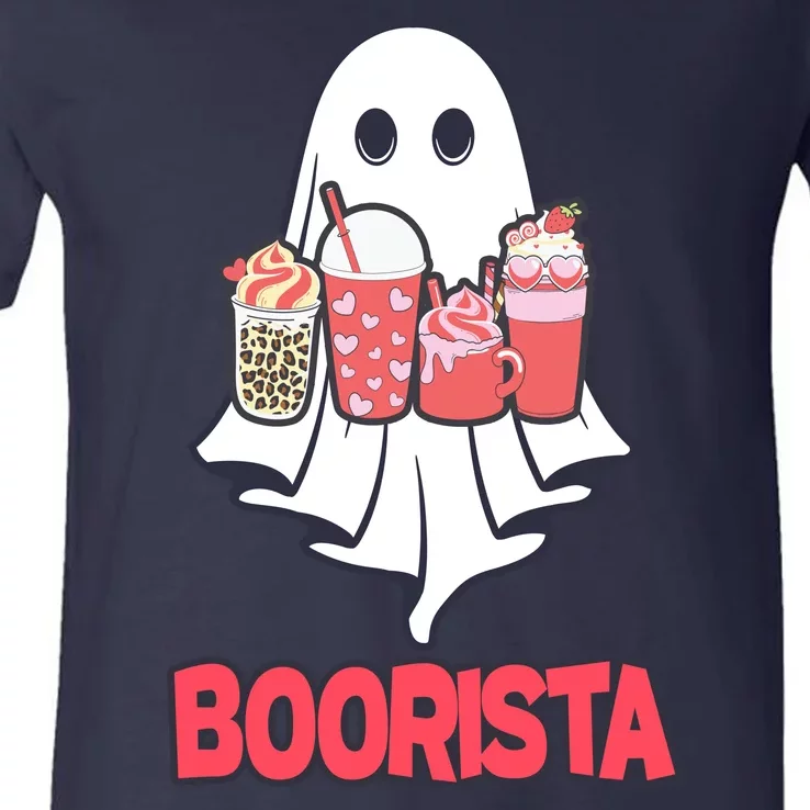 Coffee Boorista Ghost Halloween Barista V-Neck T-Shirt