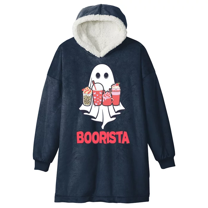 Coffee Boorista Ghost Halloween Barista Hooded Wearable Blanket