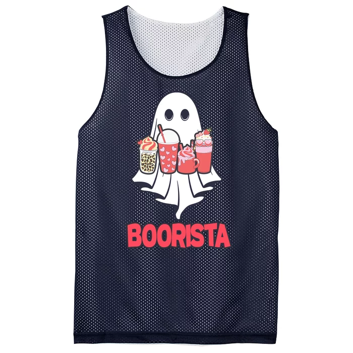 Coffee Boorista Ghost Halloween Barista Mesh Reversible Basketball Jersey Tank