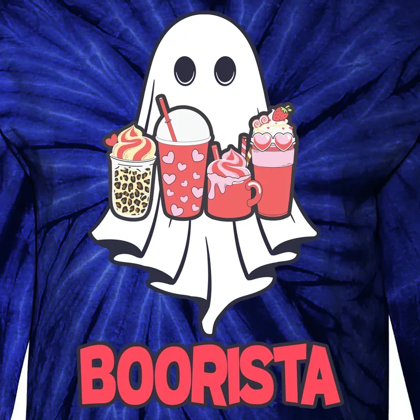 Coffee Boorista Ghost Halloween Barista Tie-Dye Long Sleeve Shirt