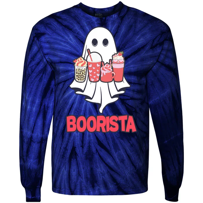 Coffee Boorista Ghost Halloween Barista Tie-Dye Long Sleeve Shirt