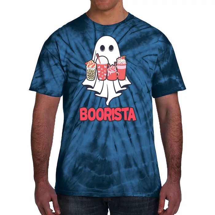 Coffee Boorista Ghost Halloween Barista Tie-Dye T-Shirt