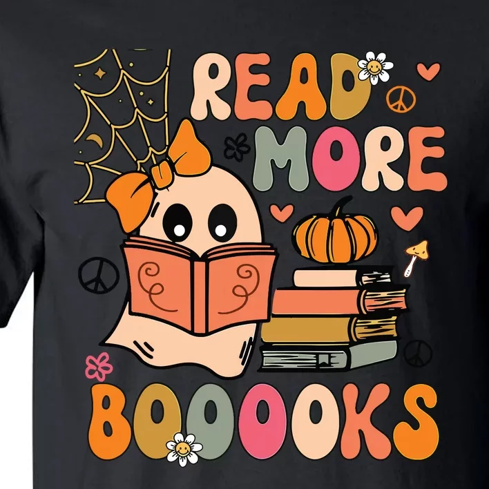 Cute Booooks Ghost Read More Books Funny Teacher Halloween Tall T-Shirt