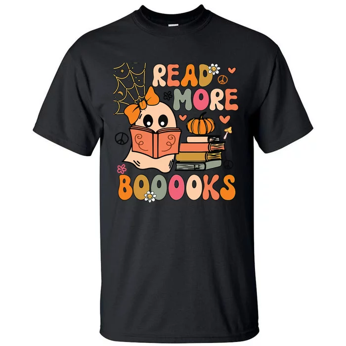 Cute Booooks Ghost Read More Books Funny Teacher Halloween Tall T-Shirt