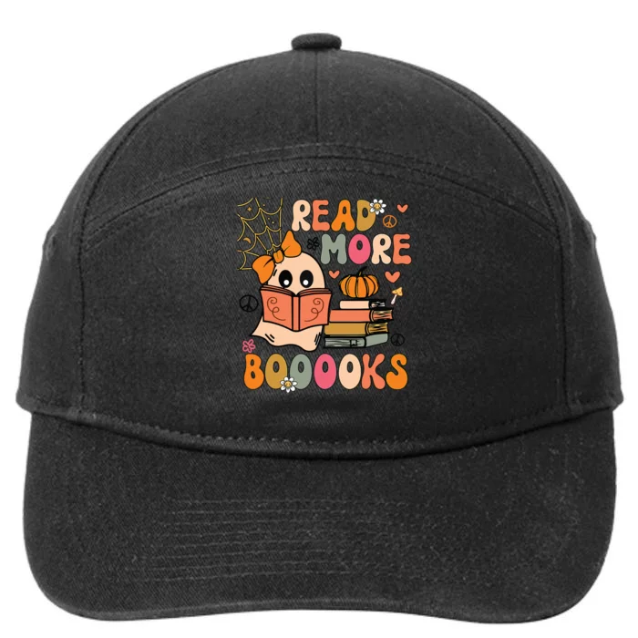 Cute Booooks Ghost Read More Books Funny Teacher Halloween 7-Panel Snapback Hat