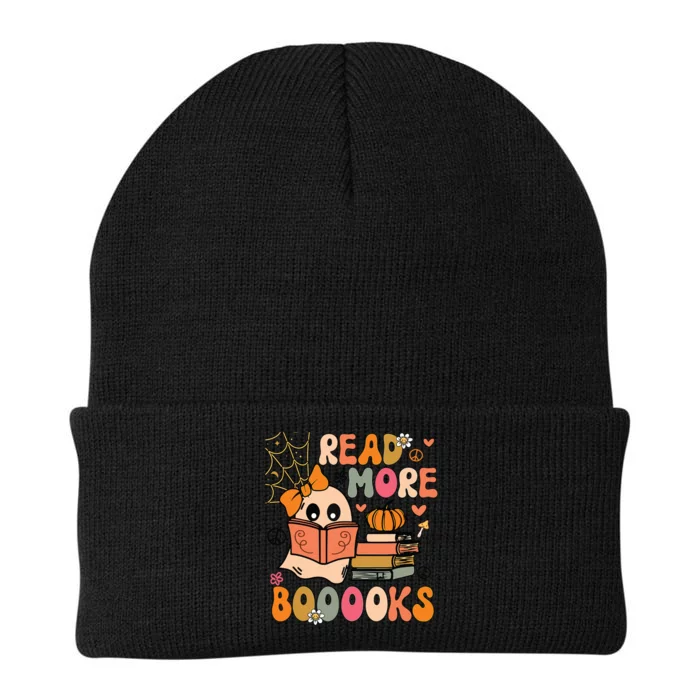 Cute Booooks Ghost Read More Books Funny Teacher Halloween Knit Cap Winter Beanie