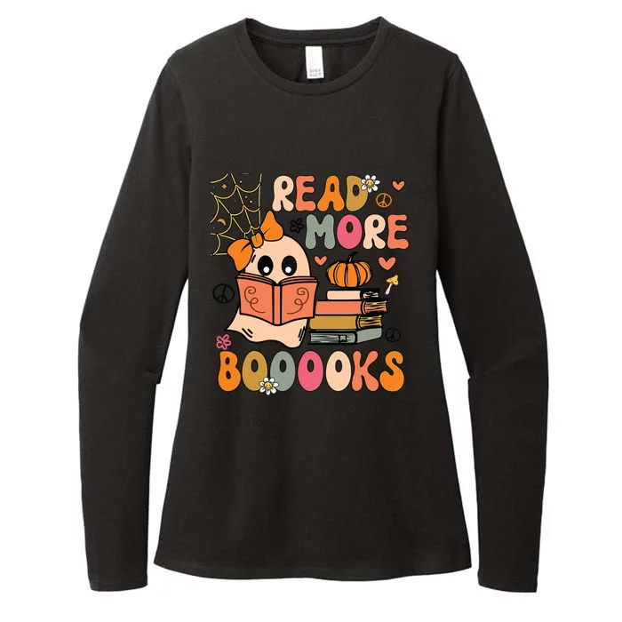 Cute Booooks Ghost Read More Books Funny Teacher Halloween Womens CVC Long Sleeve Shirt