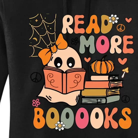 Cute Booooks Ghost Read More Books Funny Teacher Halloween Women's Pullover Hoodie