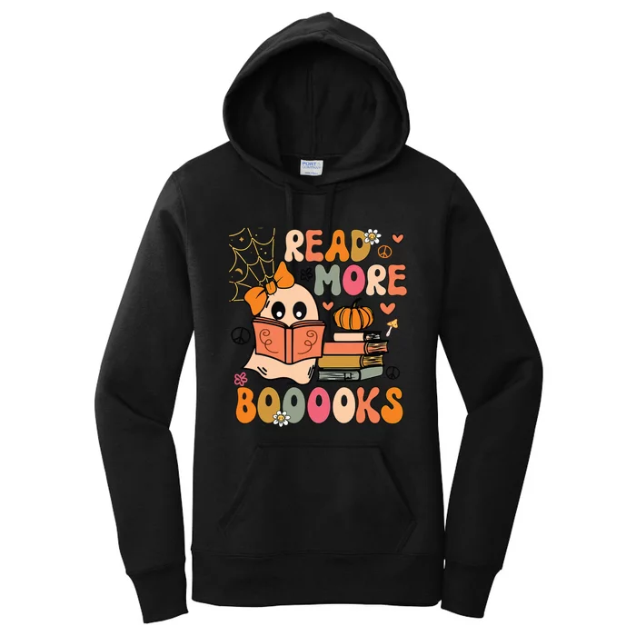 Cute Booooks Ghost Read More Books Funny Teacher Halloween Women's Pullover Hoodie