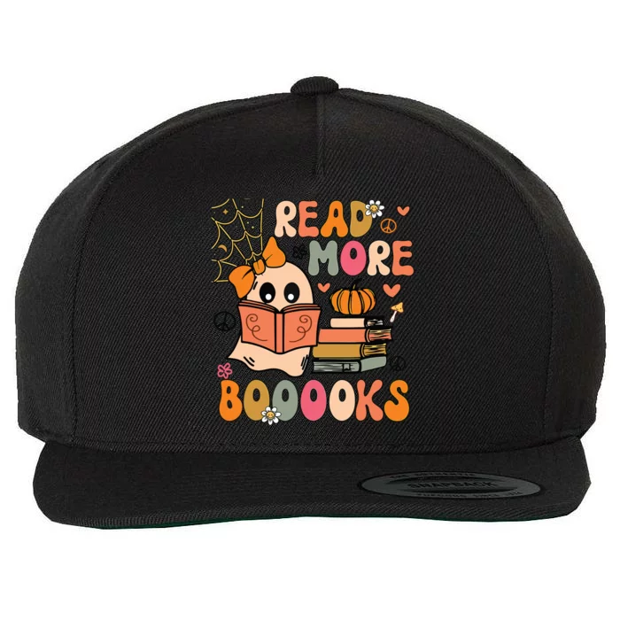 Cute Booooks Ghost Read More Books Funny Teacher Halloween Wool Snapback Cap