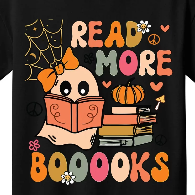 Cute Booooks Ghost Read More Books Funny Teacher Halloween Kids T-Shirt