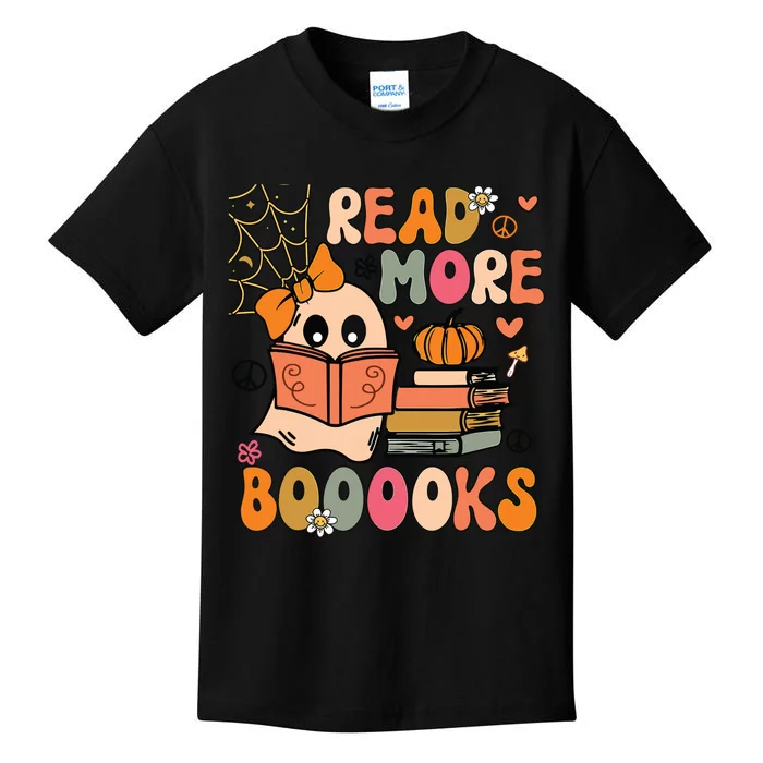 Cute Booooks Ghost Read More Books Funny Teacher Halloween Kids T-Shirt