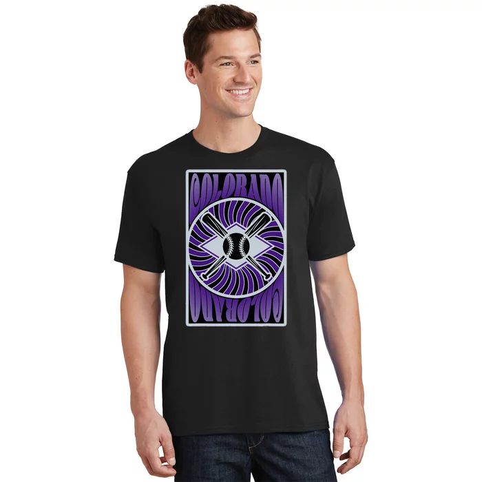 Colorado Baseball Hippie Graphic Design T-Shirt