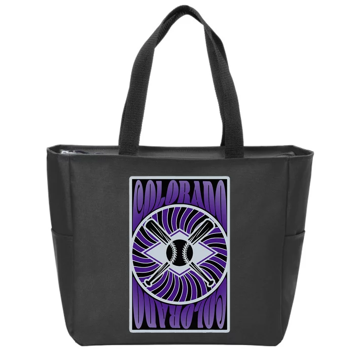 Colorado Baseball Hippie Graphic Design Zip Tote Bag