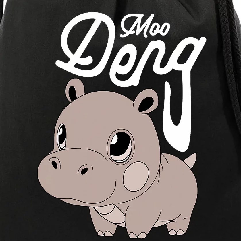 Cute Baby Hippo Moo Deng Cute Hippopotamus Moo Deng Drawstring Bag