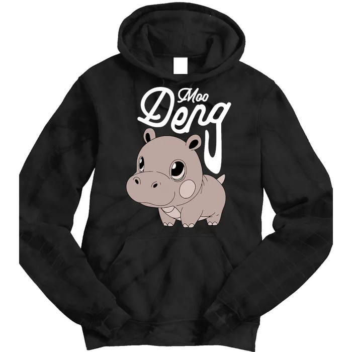 Cute Baby Hippo Moo Deng Cute Hippopotamus Moo Deng Tie Dye Hoodie