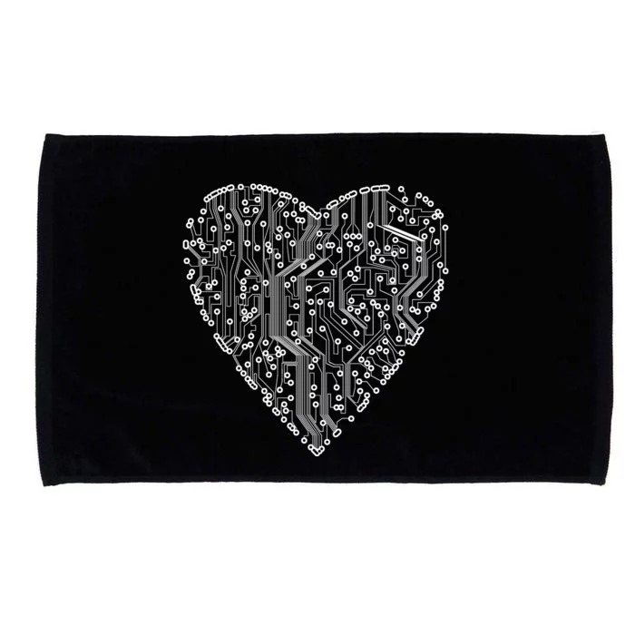 Circuit Board Heart Microfiber Hand Towel