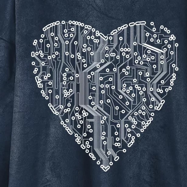 Circuit Board Heart Hooded Wearable Blanket