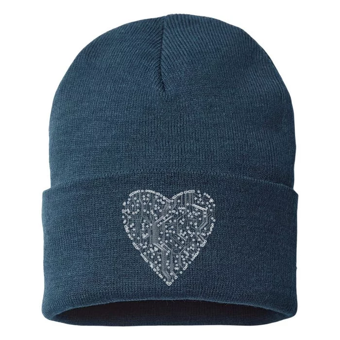 Circuit Board Heart Sustainable Knit Beanie