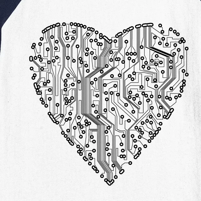 Circuit Board Heart Baseball Sleeve Shirt