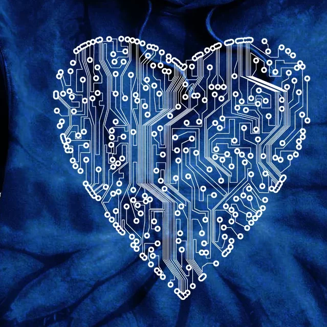 Circuit Board Heart Tie Dye Hoodie