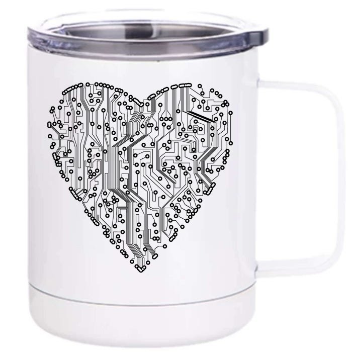 Circuit Board Heart Front & Back 12oz Stainless Steel Tumbler Cup