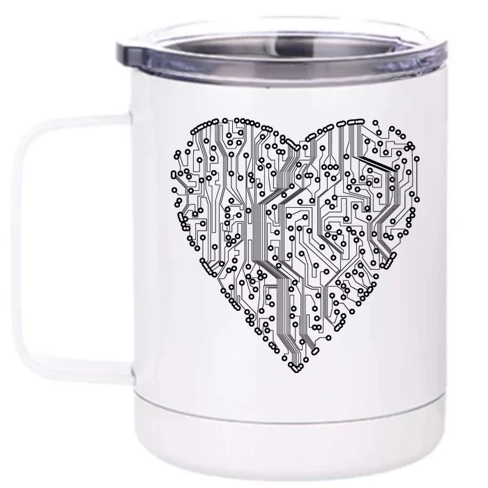 Circuit Board Heart Front & Back 12oz Stainless Steel Tumbler Cup