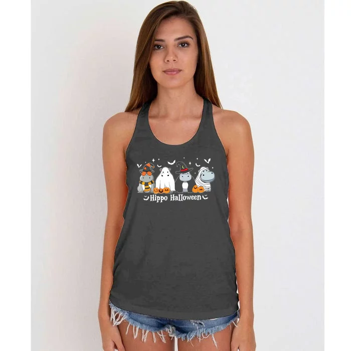 Cute Baby Hippo Moo Deng Fall Women's Knotted Racerback Tank