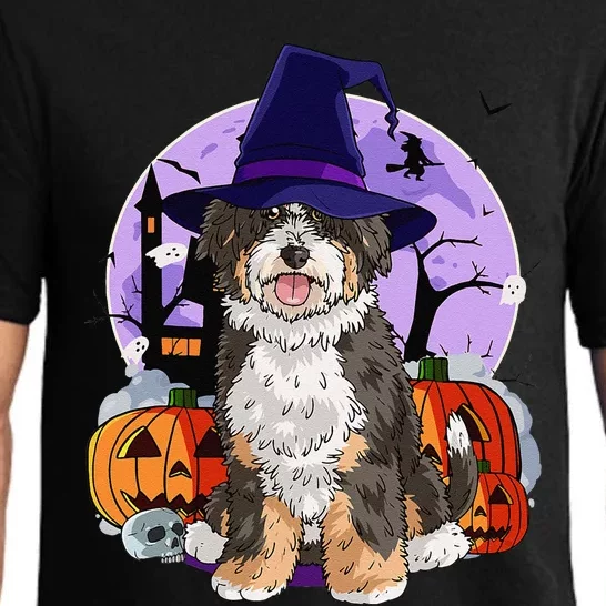 Cute Bernedoodle Halloween Witch Pumpkin Pajama Set